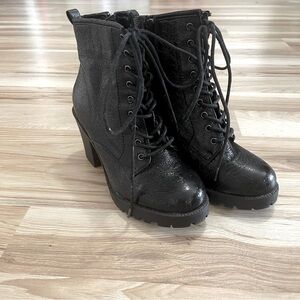 Black Lace-Up Ankle Boots